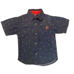 American Hawk Boys Blue Seagull Print Short Sleeve Shirt Size 4T (0895)
